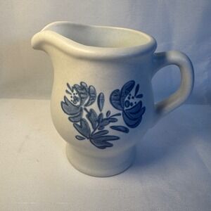Pfaltzgraff Yorktowne Blue Floral Stoneware Creamer Pitcher Made in USA 4.25in